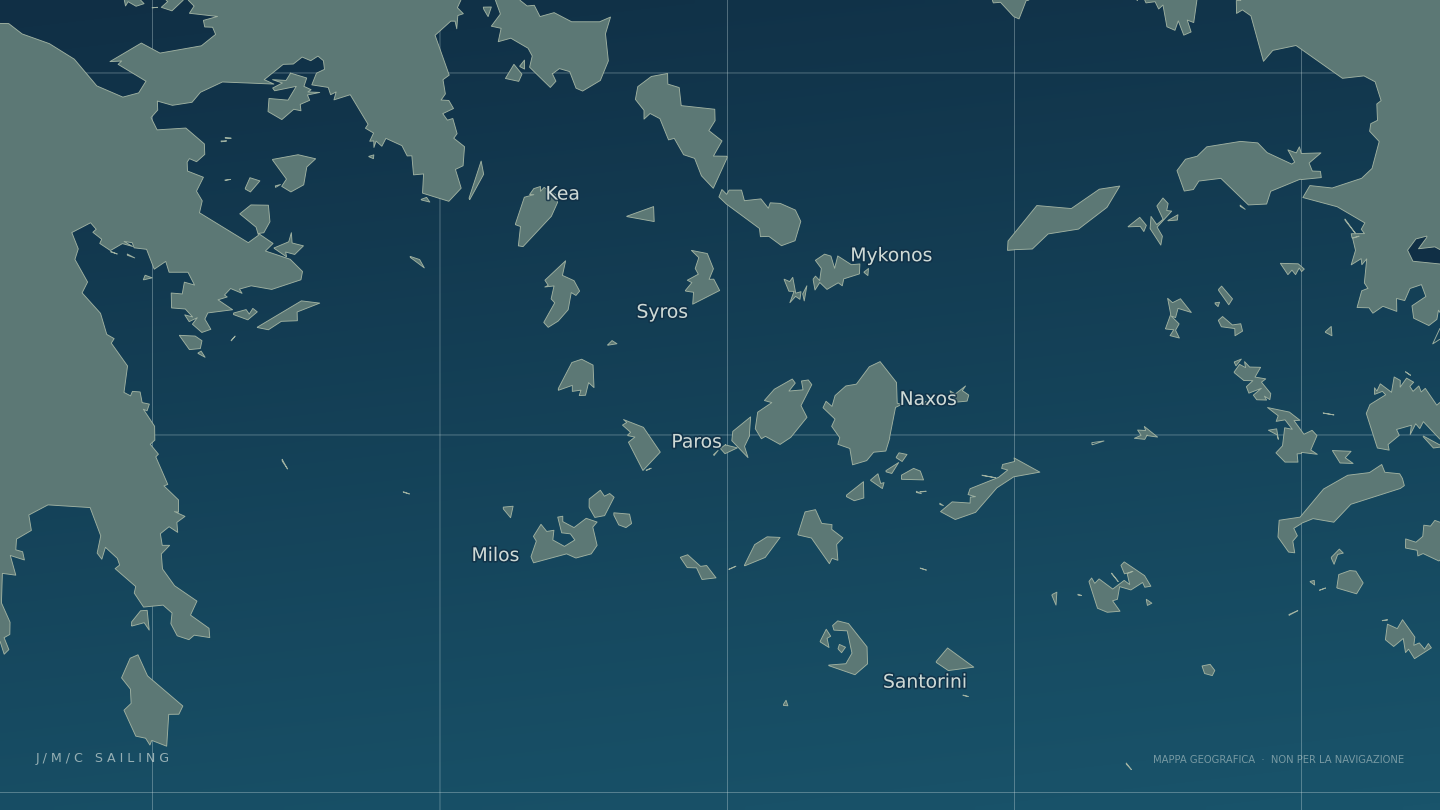 Geographical map of Cyclades; not for navigation